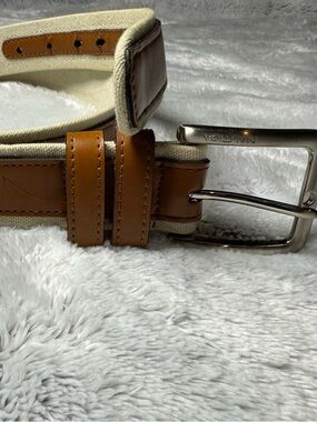 Nautica Canvas & Leather Belt – Tan/Cream – Men’s 40”
